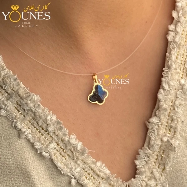 آویز طلا سواروسکی پروانه ای آبی بنفش